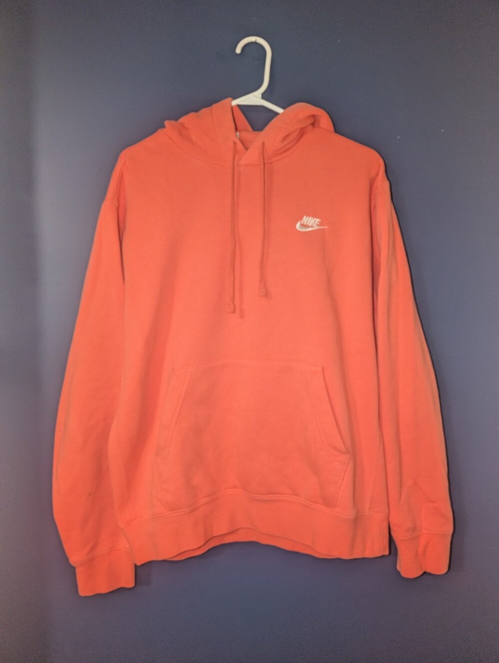 Nike Woman's Coral Pullover Hoodie with White Swoosh - Size Medium